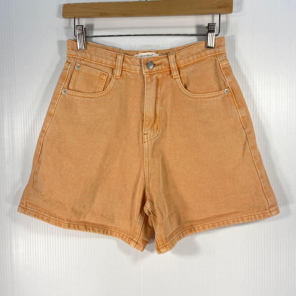 High Waisted Light Orange Denim Shorts